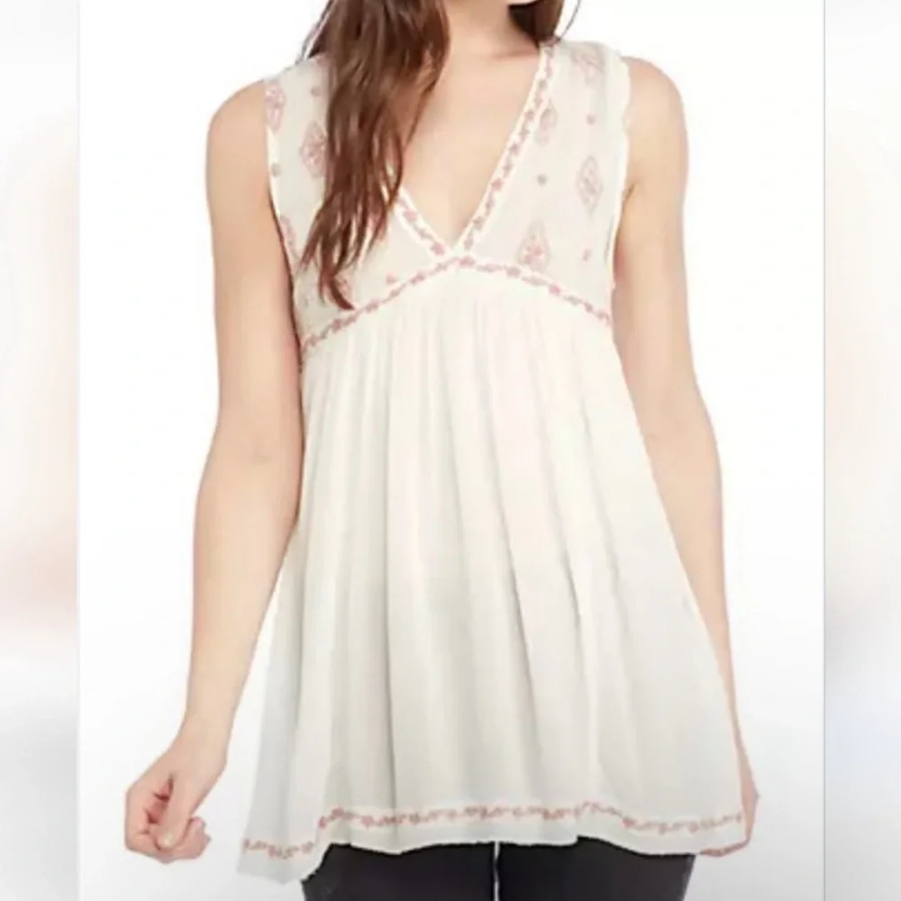 Free People Diamond Embroidered Top Size S - Picture 1 of 5